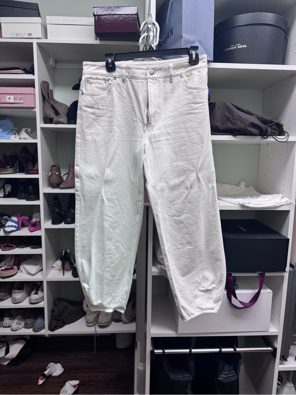 Tibi White Cropped barrel leg Jeans